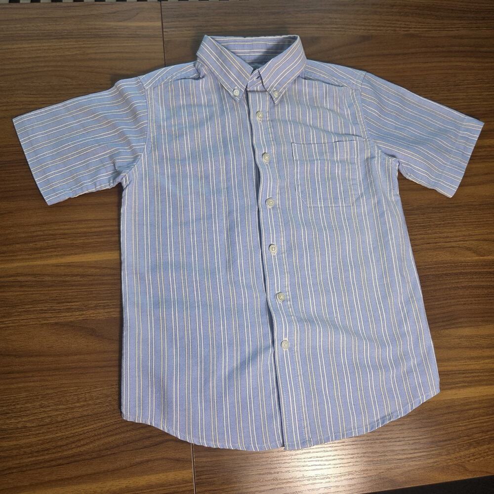 George Boys Stripped Button-Down Short Sleeved Shirt Size M (8)